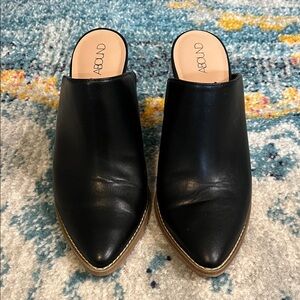 Abound Classic Black Leather Mules